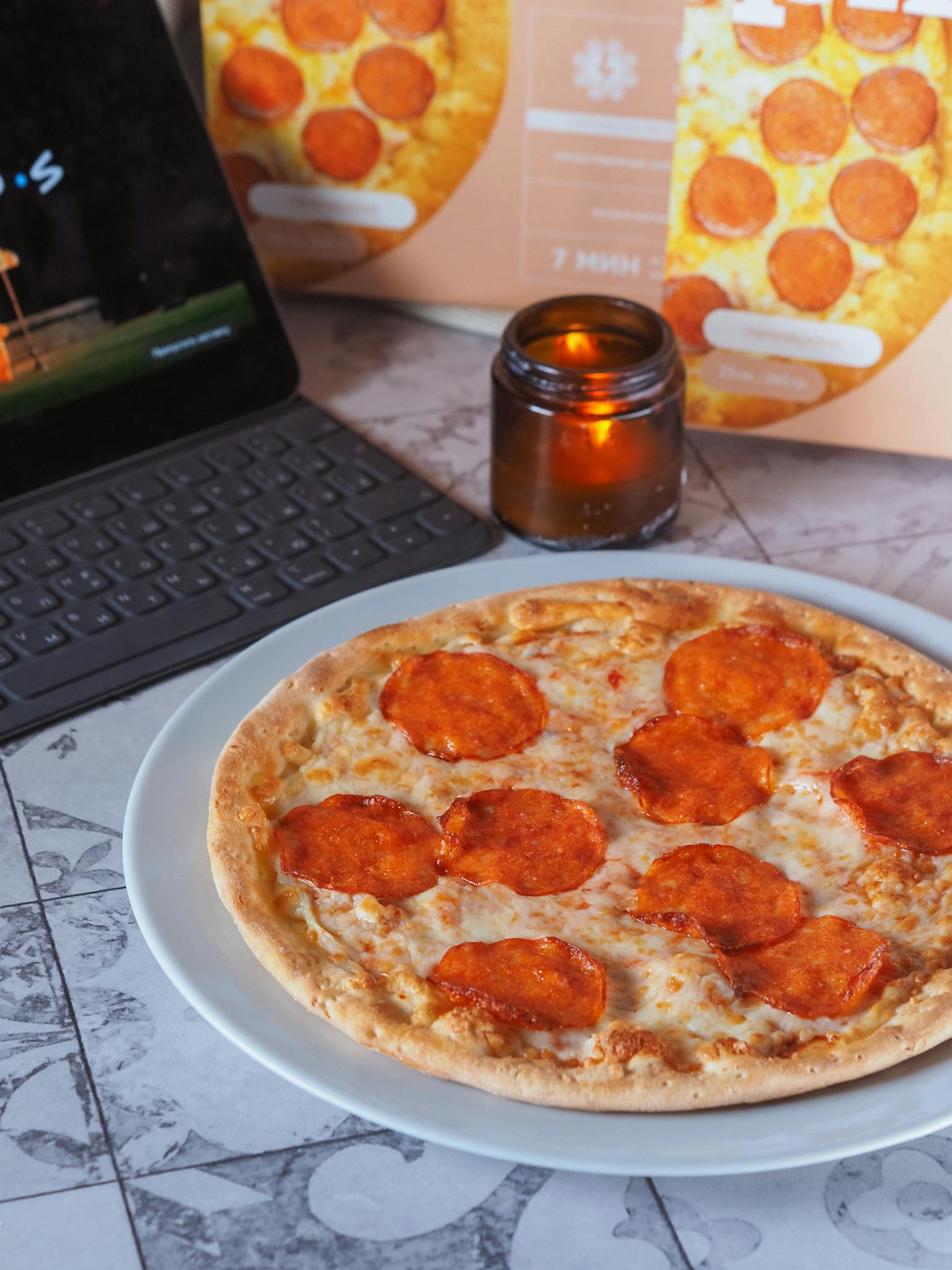 Close Up Of A Tasty Pepperoni Pizza On